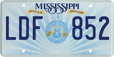 MS license plate LDF852