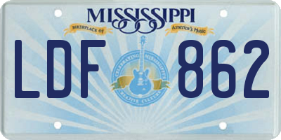 MS license plate LDF862