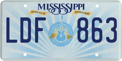 MS license plate LDF863