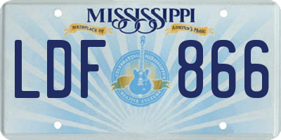 MS license plate LDF866