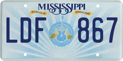MS license plate LDF867