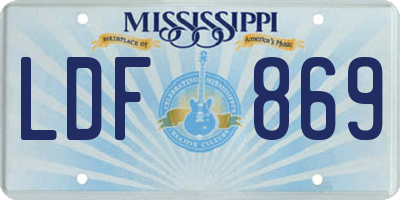 MS license plate LDF869