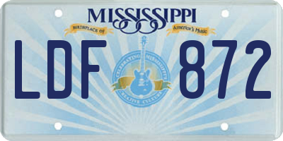 MS license plate LDF872