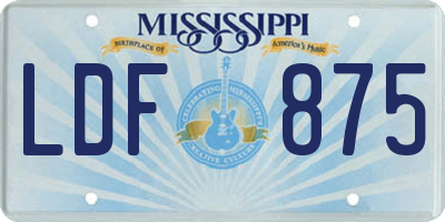 MS license plate LDF875