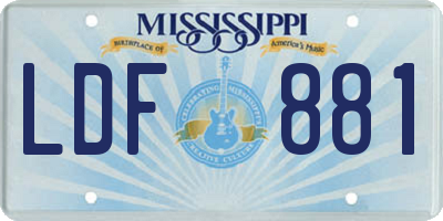 MS license plate LDF881