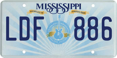 MS license plate LDF886