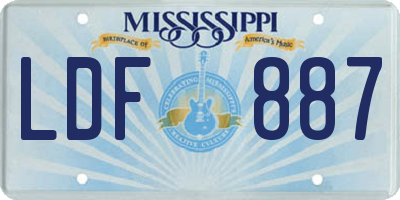 MS license plate LDF887