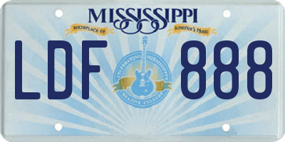MS license plate LDF888