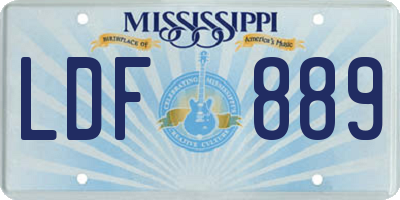 MS license plate LDF889