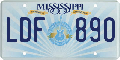 MS license plate LDF890