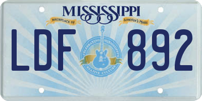 MS license plate LDF892