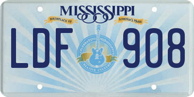 MS license plate LDF908