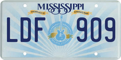 MS license plate LDF909