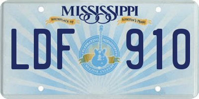 MS license plate LDF910