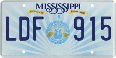 MS license plate LDF915