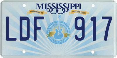 MS license plate LDF917