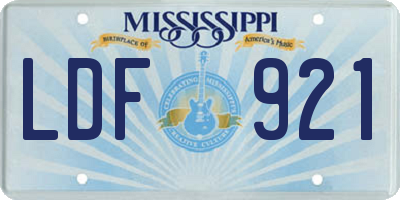MS license plate LDF921