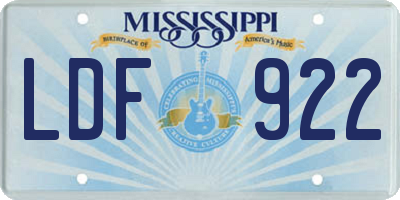 MS license plate LDF922