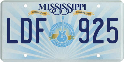 MS license plate LDF925