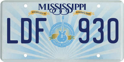 MS license plate LDF930