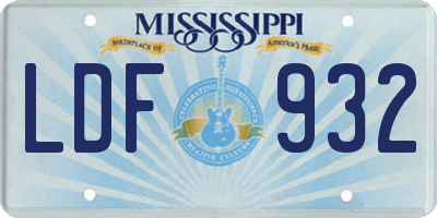 MS license plate LDF932