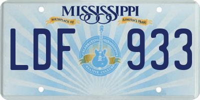 MS license plate LDF933