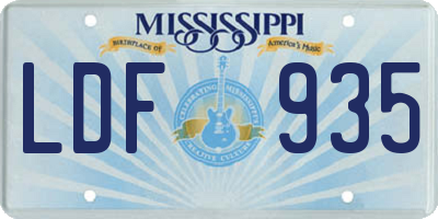 MS license plate LDF935