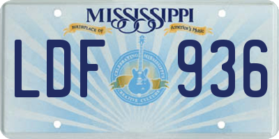 MS license plate LDF936