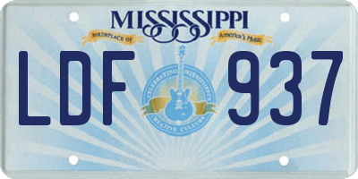MS license plate LDF937