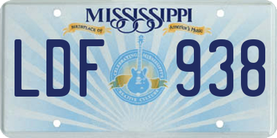 MS license plate LDF938