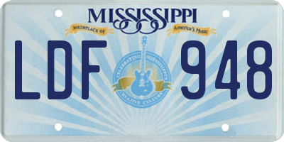 MS license plate LDF948