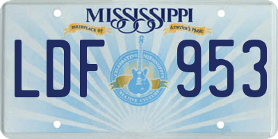 MS license plate LDF953