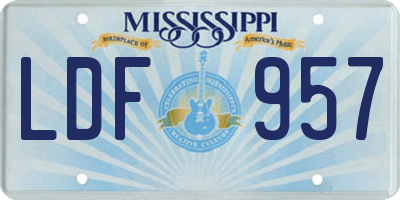 MS license plate LDF957