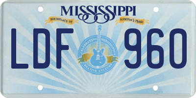 MS license plate LDF960