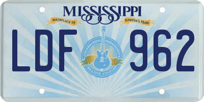 MS license plate LDF962