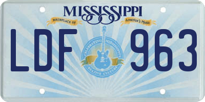 MS license plate LDF963