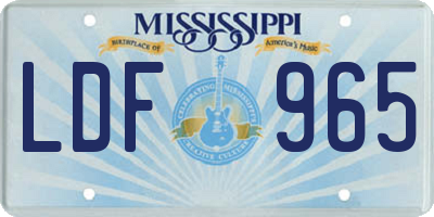 MS license plate LDF965