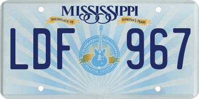 MS license plate LDF967