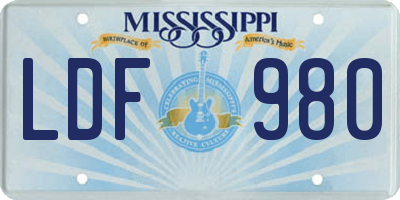 MS license plate LDF980