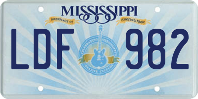 MS license plate LDF982