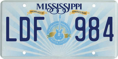 MS license plate LDF984
