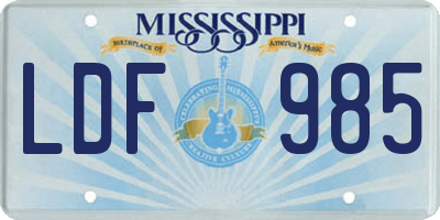 MS license plate LDF985