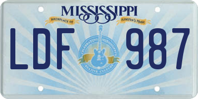 MS license plate LDF987