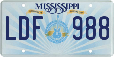 MS license plate LDF988