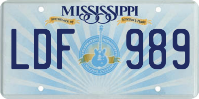 MS license plate LDF989