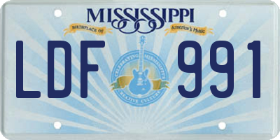 MS license plate LDF991