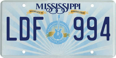 MS license plate LDF994