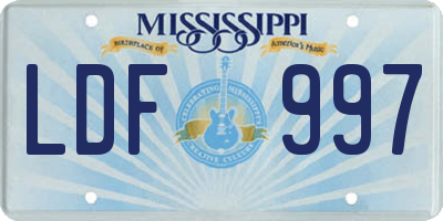 MS license plate LDF997