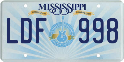 MS license plate LDF998