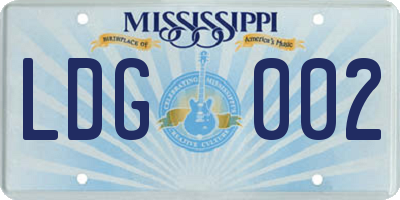 MS license plate LDG002